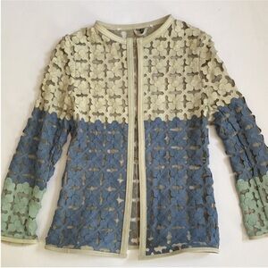 Caban Romantic Laser Cut Leather Floral Blazer
Jacket size 6